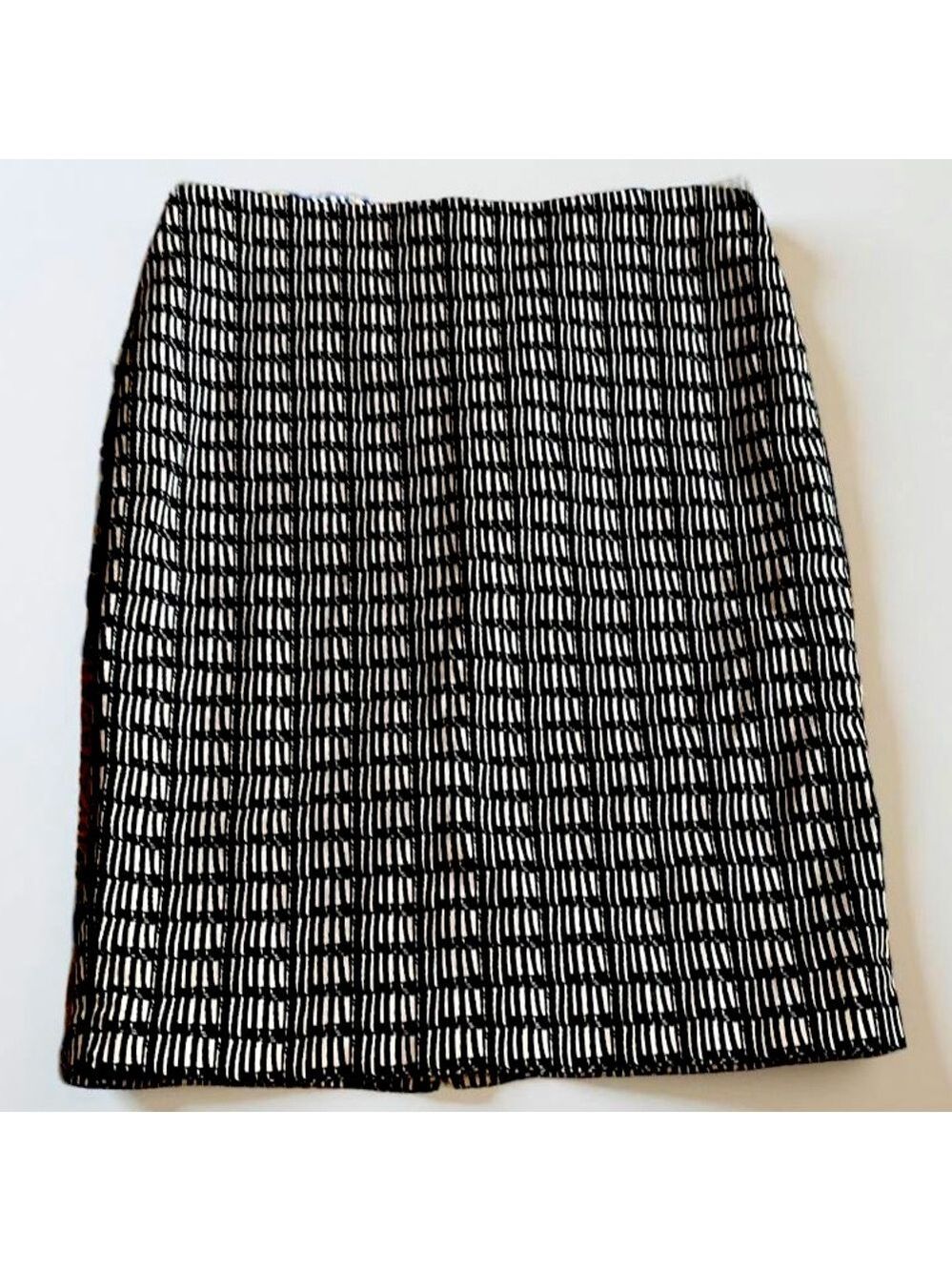 (3 for $12 item) Adrianna Papell Pencil Skirt Size 8 Black White Stripe Midi